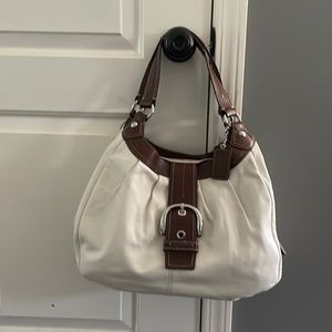 Coach white purse leather